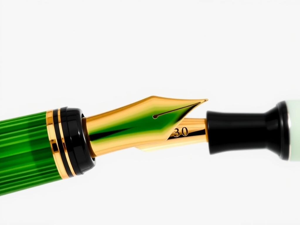 Pelikan Souverän M1000 fountain pen with green striped barrel Pelikan Souverän M1000 fountain pen with green striped barrel