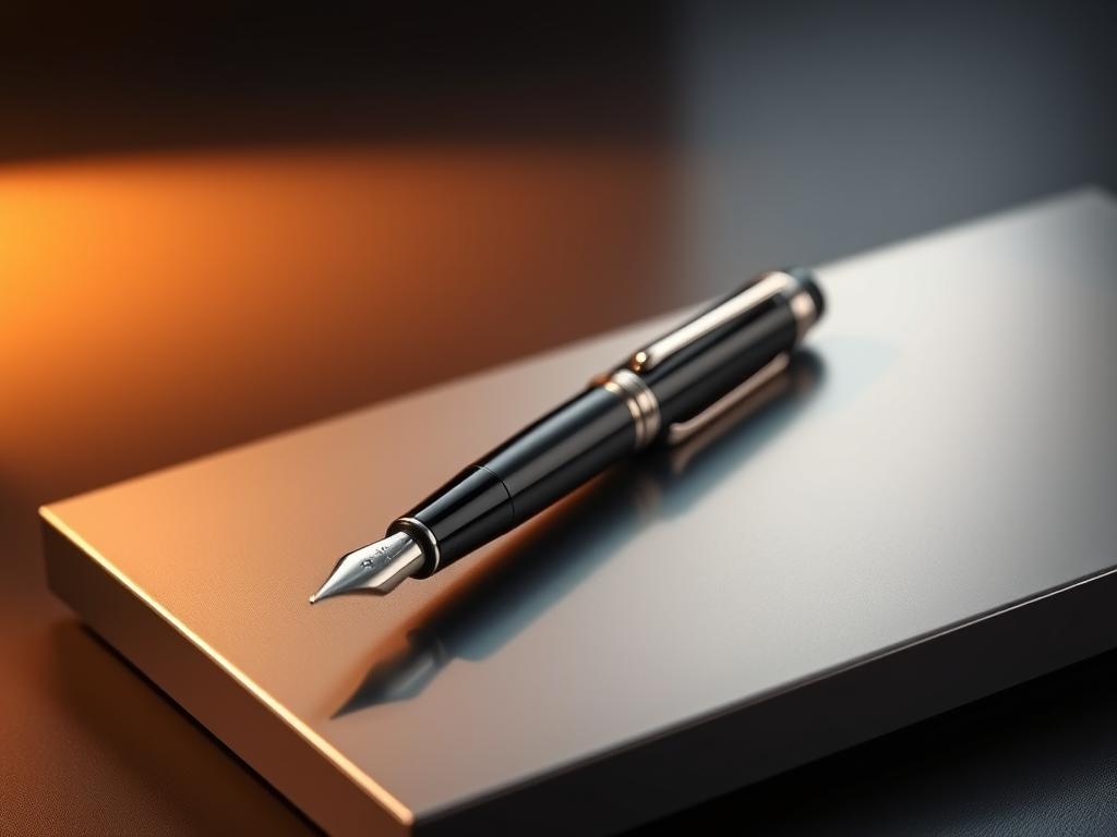 A meticulously crafted, special edition fountain pen rests on a sleek, minimalist surface. Elegant and eye-catching, the pen's body gleams with a lustrous finish, accented by subtle, metallic details. Warm, directional lighting casts a soft, inviting glow, highlighting the pen's premium construction and premium materials. The overall composition exudes a sense of luxury, exclusivity, and refined sophistication, perfectly suited to showcase this extraordinary writing instrument within the context of an annual luxury pen buying calendar.