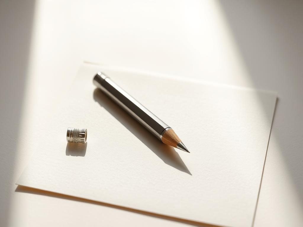 Mechanical pencil and paper, set against a refined, minimalist backdrop. The pencil, a sleek, metallic instrument, rests atop a crisp, off-white sheet, its graphite tip poised to capture the essence of creativity. Soft, natural lighting bathes the scene, casting gentle shadows that accentuate the textures and forms. The composition is balanced, with the pencil and paper commanding the foreground, subtly hinting at the precision and craftsmanship inherent in the creation of a luxury writing instrument. An atmosphere of thoughtful contemplation and understated elegance pervades the image, reflecting the value and attention to detail that defines the world of luxury pens.