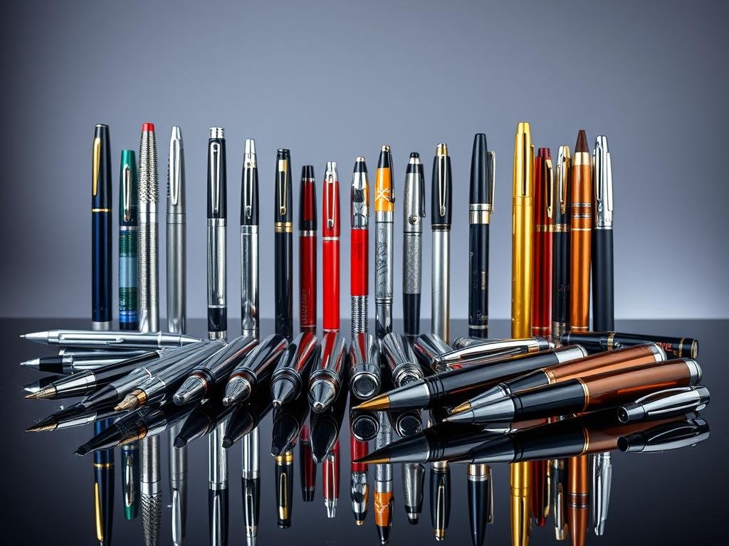 chrome ballpoint and fountain pens variety