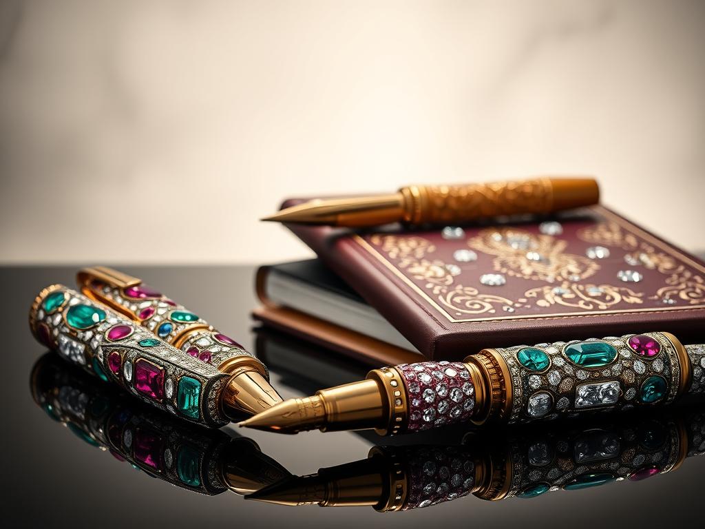 gemstone-encrusted writing instruments